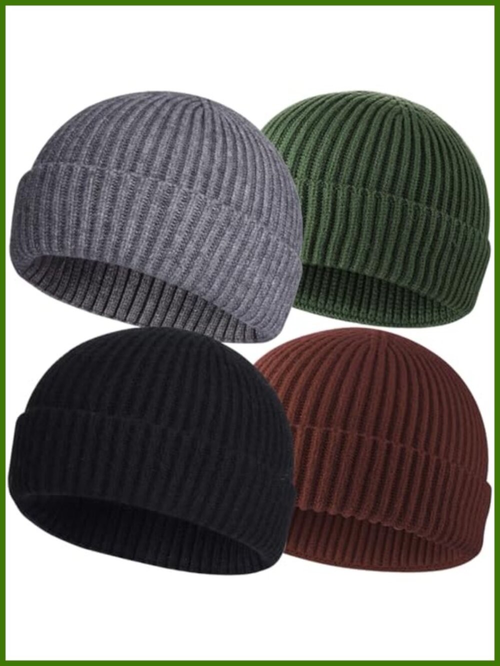 Wool Fisherman Beanie Men Knit Short Watch Cap Winter Warm Hat